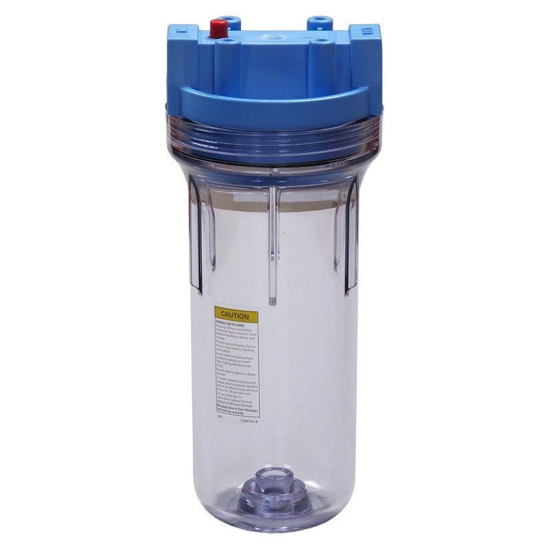 Pentek Pentair Pentek 150071 Traditional Standard Filter Housing, 3/4" NPT #10 Clear Water Filter Housing with Mounting Bracket Cap and Pressure Relief Button, 10-Inch, Blue/Clear - Image 1